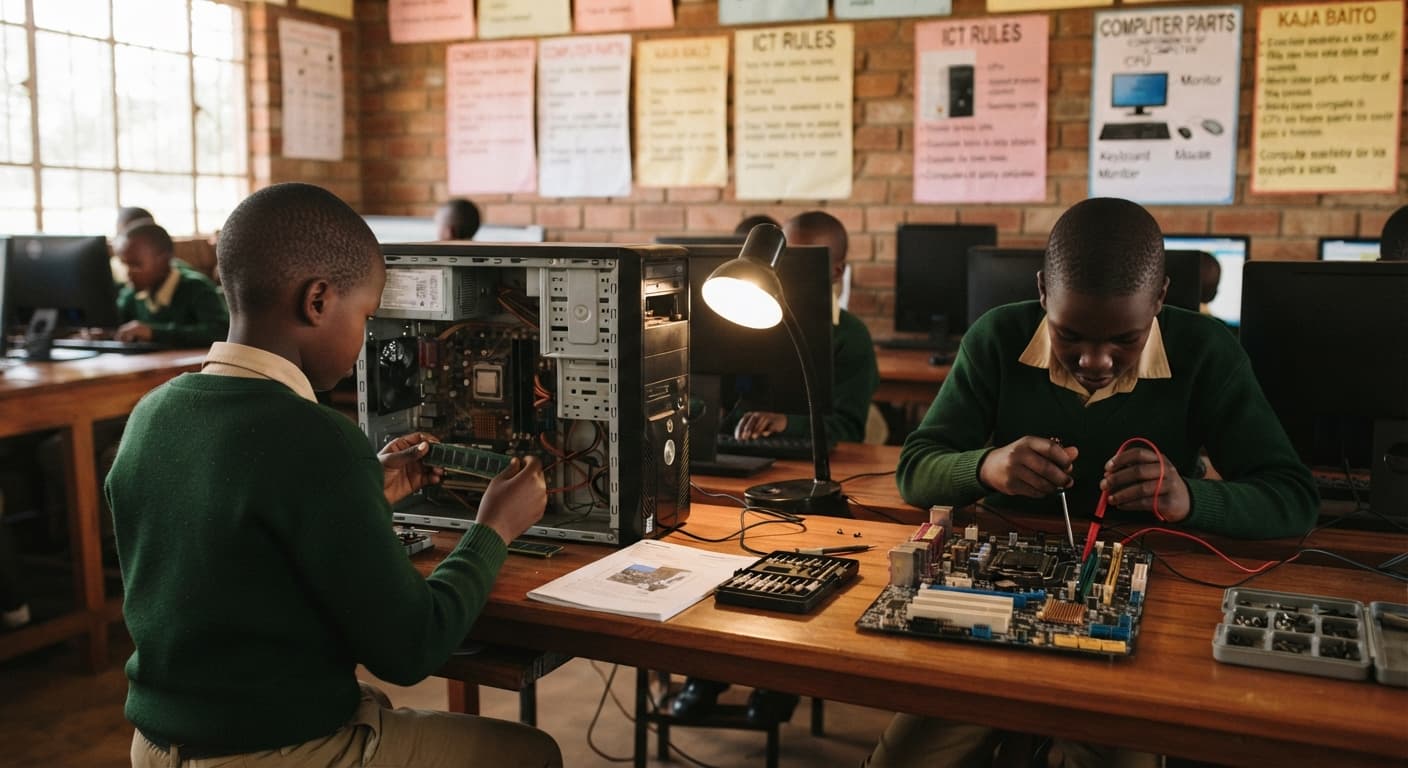 A donated computer ready for pickup